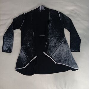 G&C Knitwear Cotton Merino Wool Blend Open Waterfall Cardigan Gothic Stormy Sz S